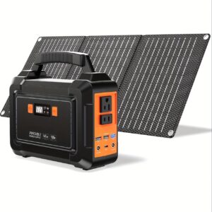 Portable Power Station 200W/300W Peak Camping Solar Generator 296/222//167/155Wh Power Bank with 30/40/60W Solar Panel with AC Outlet 110V with Multi-Output LED Flashlights for CPAP Home Camping Hurricane Emergency
