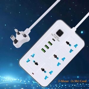addigoes Power Strip with Surge Protection, 4 Power Socket Outlets & 4 USB Ports(3 USB + 1 Type-C)