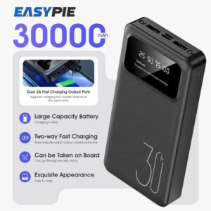 EasyPie 30000mAh Dual Fast Charge Type-C And Micro-USB Portable Power Bank